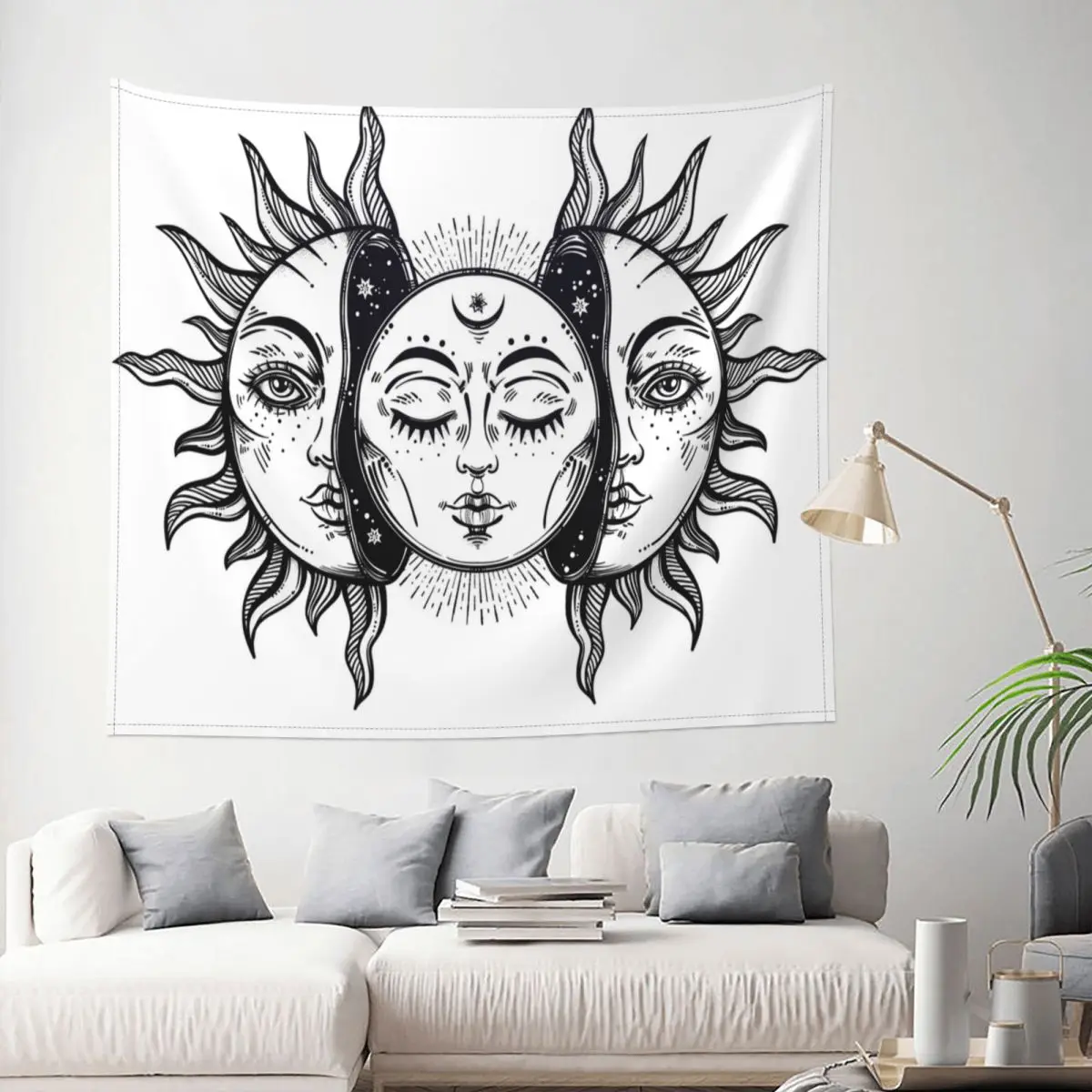 

Tapestry Vintage Solar Eclipse Sun And Moon Art Decor Wall Room Home Decoration Hanging Living room Kawaii Cute Gift