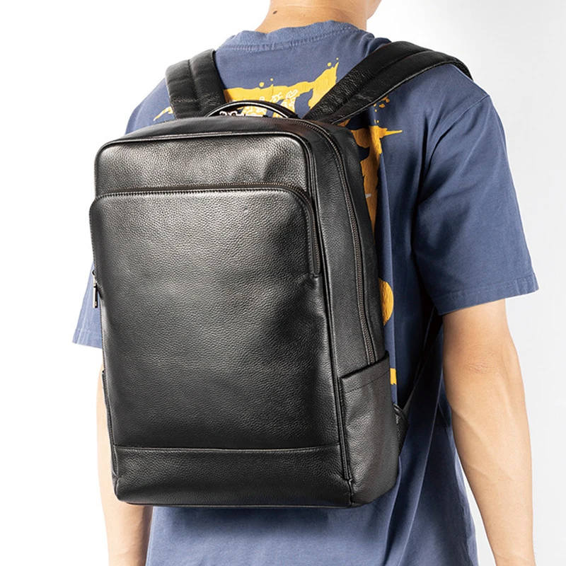 

Рюкзак AETOO мужской из воловьей кожи, простой модный ранец для отдыха и работы, вместительная сумка в деловом стиле