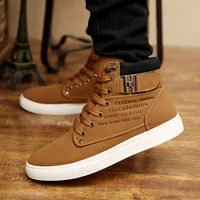 men high top shoes winter warm solid color round toe canvas men boots low heeled high quality casual men shoes 2021 new