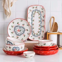 japanese style ceramic tableware fruit soup plate sets snack luxury dinner table serving piatti ceramica set kitchen accessories