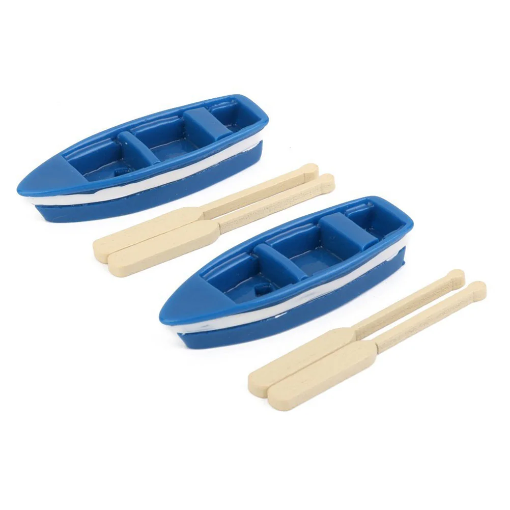 

2 Sets Adorno Para Mesa De Mini Boat Figurine Blue Decor Canoe Model Desktop Decor Model Mini Boat Decorate