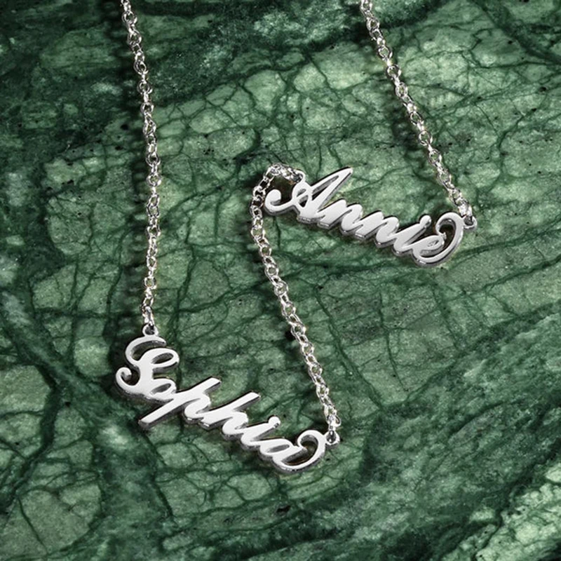 

NOKMIT Mother's Day Gift Custom Name Necklace Stainless Steel Personalized Multiple Name Necklaces Nameplate Pendant Jewelry