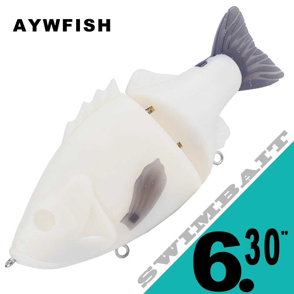 AYWFISH 2 шт./лот, 6,3 дюйма, 129 г, заготовки Bluegill, 2 сегмента, Тонущая твердая приманка, мягкие плавники, Неокрашенная свимбейт для ловли окуня, рыболовные приманки