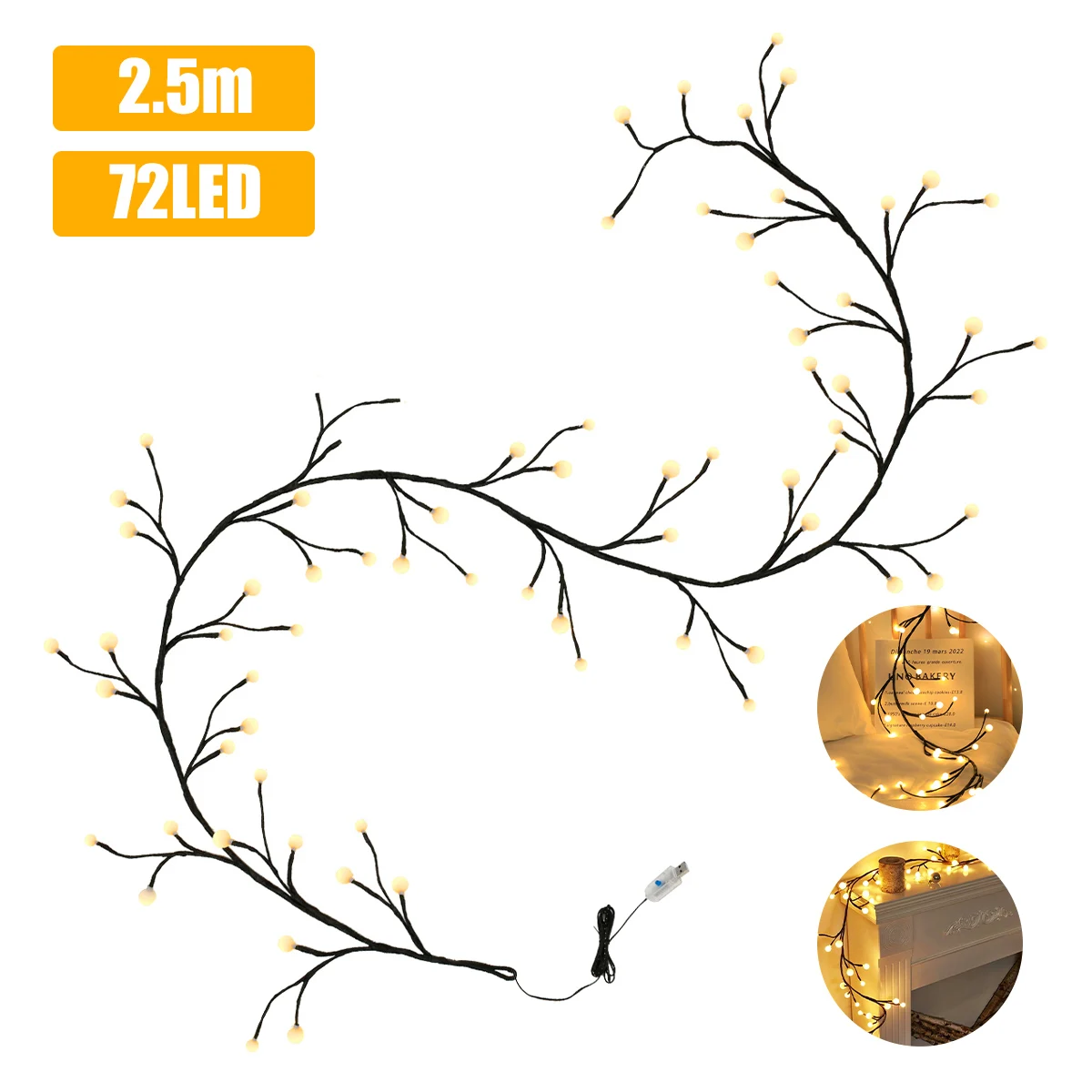 

NEW Willow Vine String Lights 8 Lighting Modes Vine Lights with 72LEDs DIY Decorative Tree Branch Lights with Remote Control