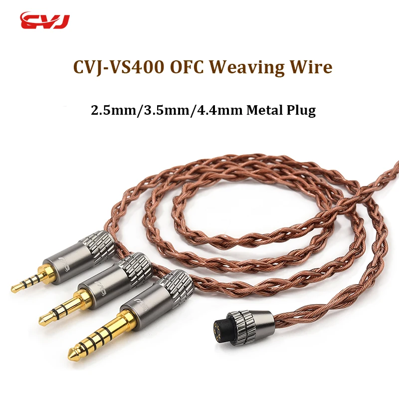 

CVJ VS400 OFC Upgrade Audio Cable 400 Core Earphones Metal HIFI Wire 2.5/3.5/4.4mm/Type C/Lightning Plug 2Pin S For Earbuds