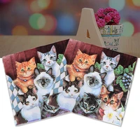 10pcs cats printed paper napkins vintage diy craft decoupage serviette tissue for wedding birthday party tissue table decoration