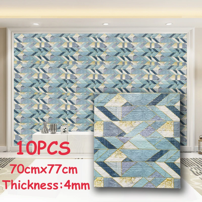 

10pcs 3D Brick Wall Sticker Self-Adhesive XPE Wallpaper For Bedroom Waterproof Oil-proof Kitchen Stickers DIY Home Wall Decor