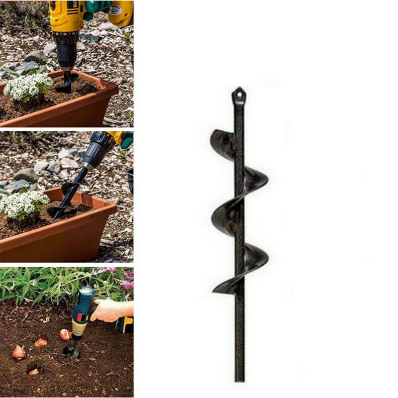 

2 Sizes Garden Auger Drill Bit Tool Spiral Hole Digger Ground Drill Earth Drill For Seed Planting Gardening Fence Flower Planter
