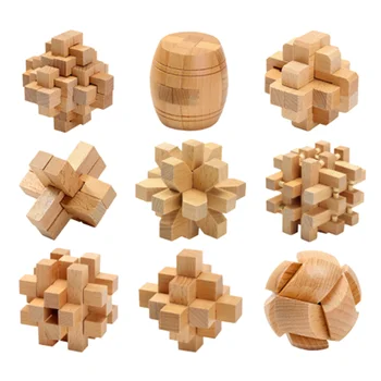 Classic Puzzle - 3D Wooden Interlocking Burr Puzzles 1