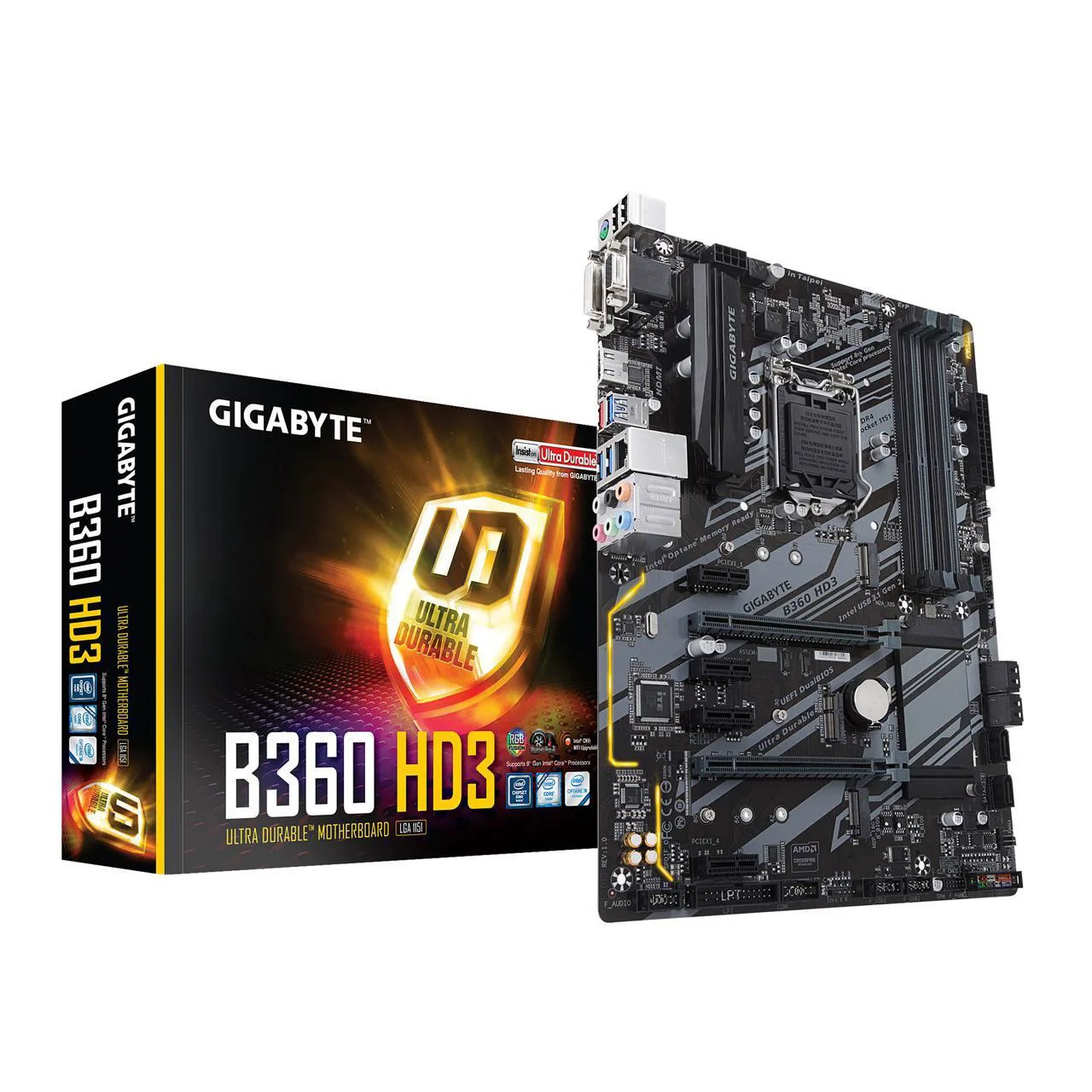 

For GIGABYTE B360 HD3 LGA1151 Intel B360 ATX USB 3.1 Gen 2 (USB3.1) Type A HDMI SATA 6Gb/s DDR4 Computer Motherboard