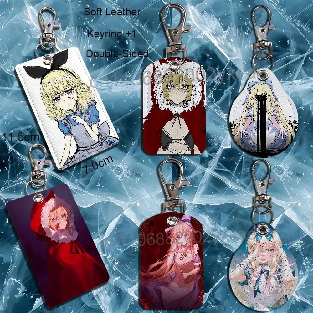 Фото Кожаный чехол-картхолдер Alice Red Riding Hood Black Souls прямоугольной формы для ID-карт и пропусков с брелоком-кольцом №1