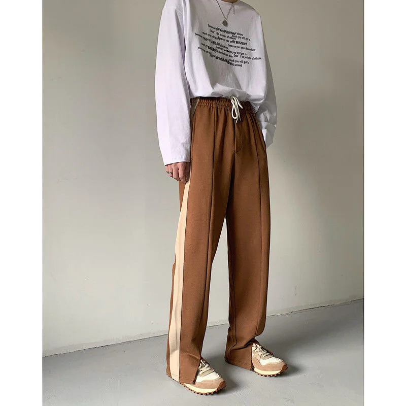 

Autumn Green/Coffee Casual Pants Men Fashion Oversized Wide Leg Pants Men Korean Style Loose Straight Pants Mens Trousers M-XL