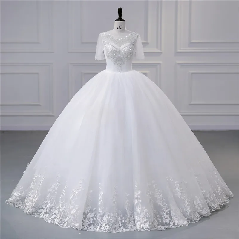 

New Bat Sleeve Wedding Dresses Classic Vestido De Noiva Luxury Lace Ball Gown Real Photo Robe De Mariee Customize