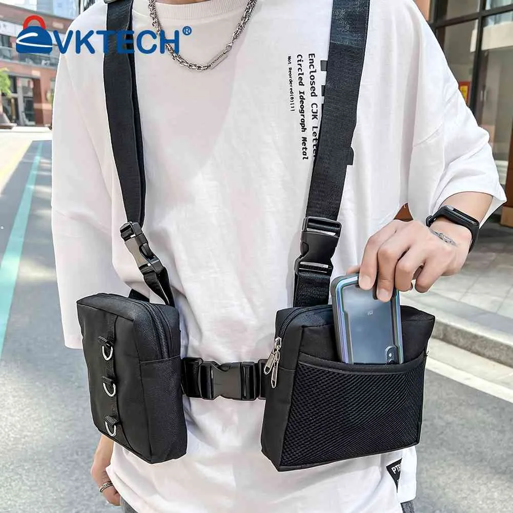 

Unisex Black Chest Rig Bag Streetwear Tactical Vest Hip-hop Chest Bags Fashion Tactics Waist Pack Woman Functional Square Bag