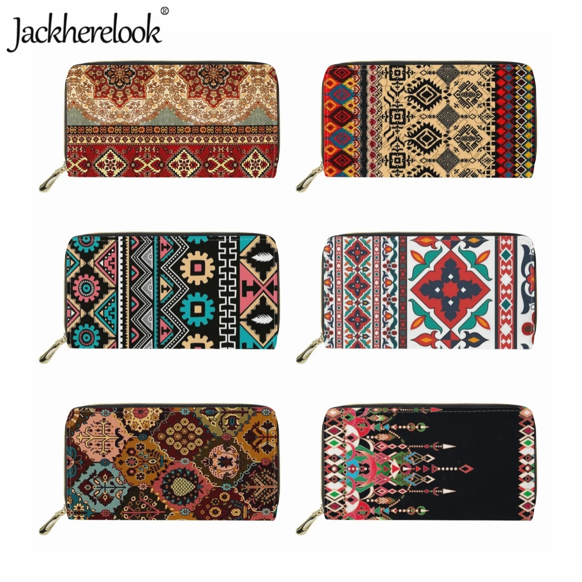 

Модный женский кошелек Jackherelook, роскошный кожаный Длинный держатель для карт, винтажный Племенной кошелек для женщин с графическим принтом, сумочка, подарок