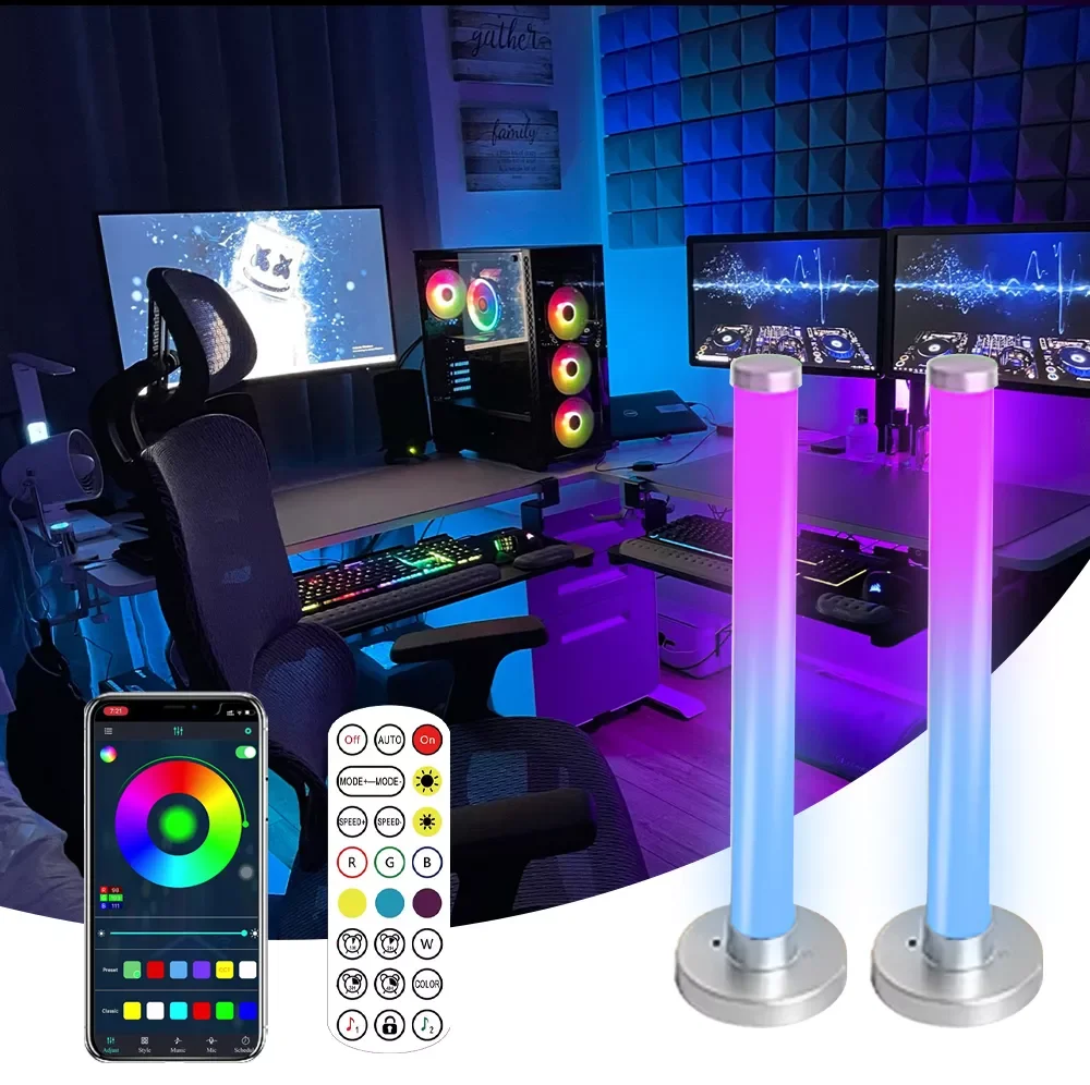 

Светодиодная настольная лампа RGB, украшение для стола, Блютуз, ритм, дистанционное управление через приложение, освещение для вечерние, 360 гр...