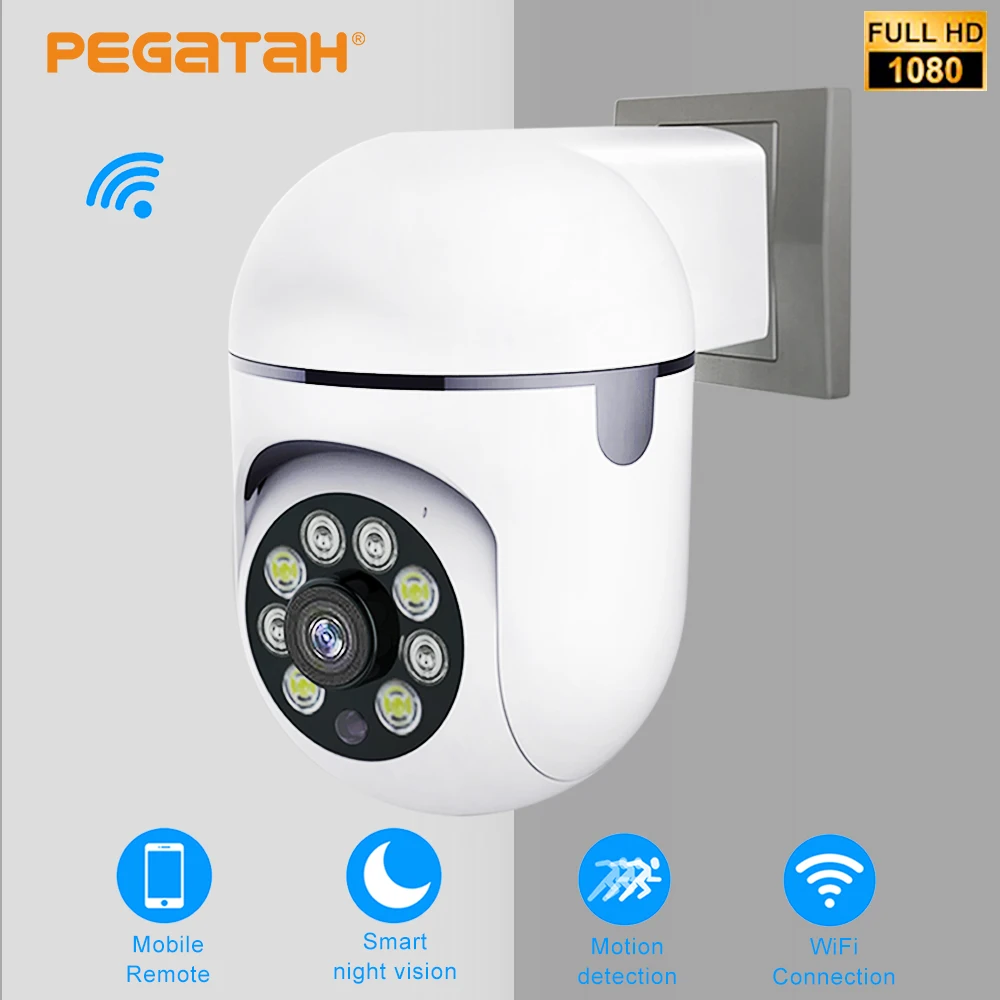 

1080P WiFi PTZ Camera 200W Bulb Full Color Night Vision Auto Tracking Baby Monitor Indoor Security Surveillance CCTV IP Cameras