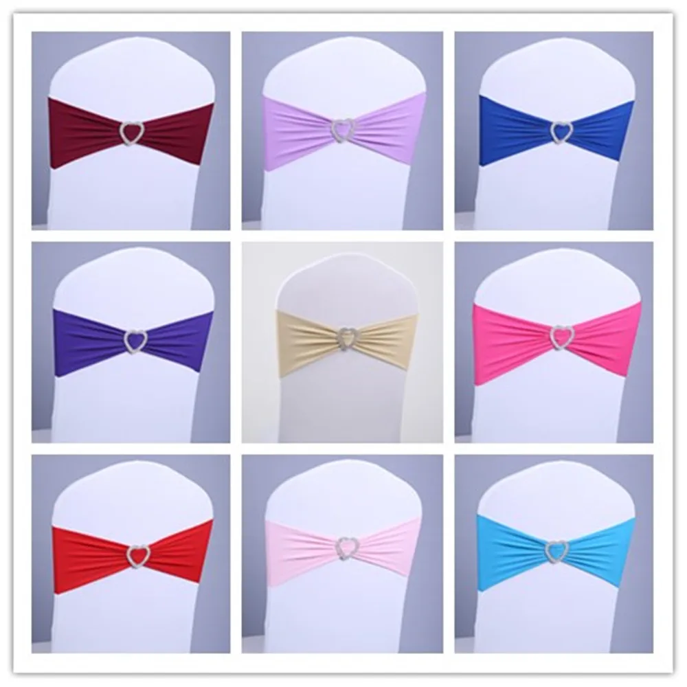

10pcs Spandex Chair Sashes Wedding Chair Knot Band Stretch For Chair Decoration Party Banquet Chair Bows Sash Multicolor