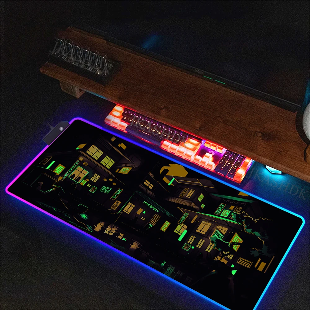 Светящийся коврик для мыши RGB Neon City
