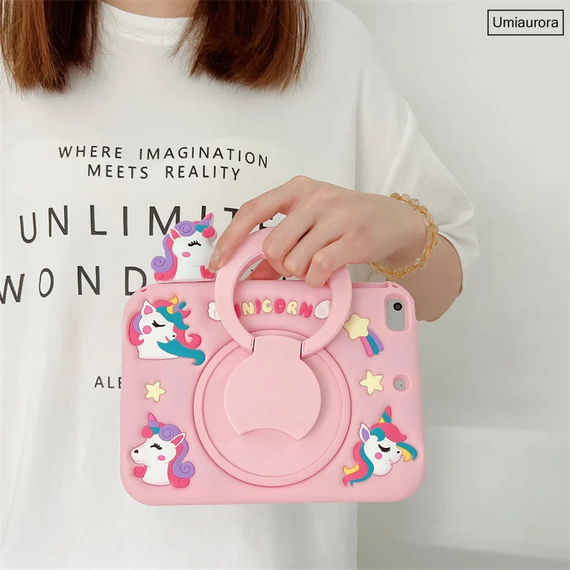 Детский силиконовый чехол-подставка для iPad Air 6 Mini 2 3 4 5 9 7 7th 8th 10 10th Gen Pro 11 inch M4 2024