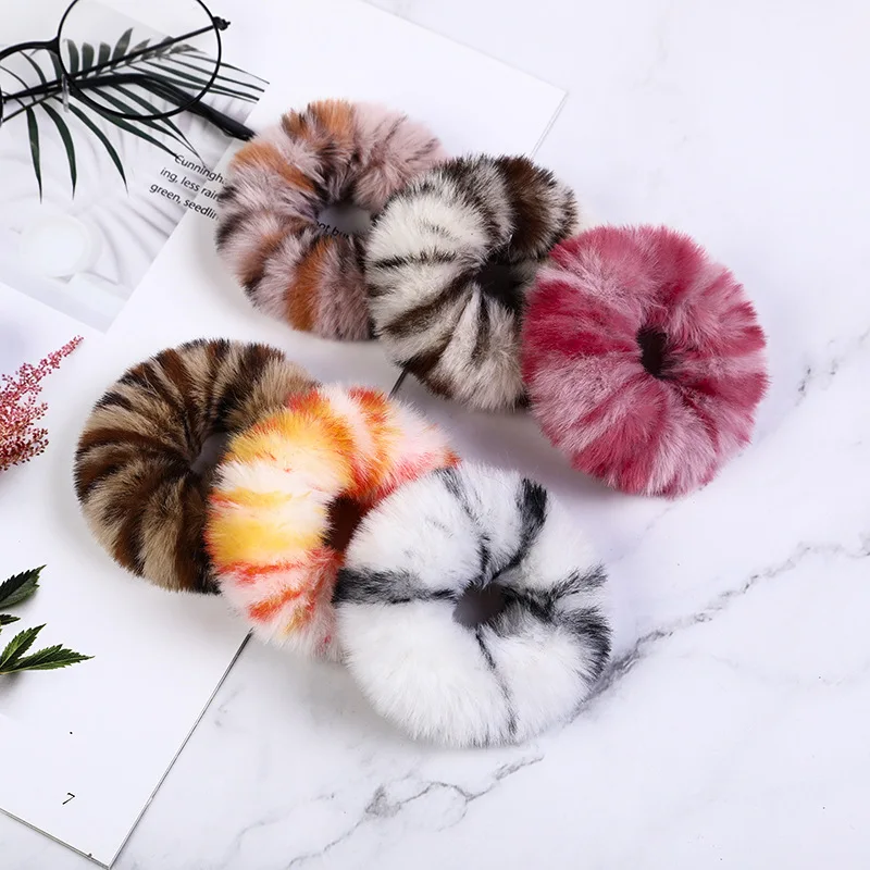 

Imitation Rabbit Fur Hair Scrunchie Fluffy Colorful Hair Rope Women Girls Elegant Rubber Hair Band Fashion Hair Accessories