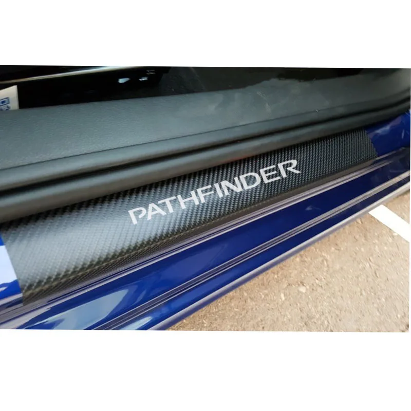 

Автомобильная наклейка для Nissan Pathfinder, углеродное волокно, Виниловая наклейка, протектор порога, накладка, автомобильные аксессуары, 4 шт.