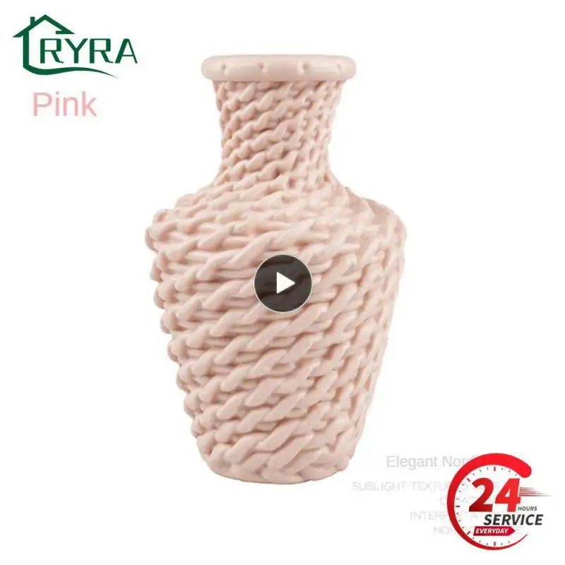 

Nordic Wind Vase Plastic Vase Modern Imitation Rattan Vase Vase Nordic Style Plastic Vases Table Flower Arrangement Container