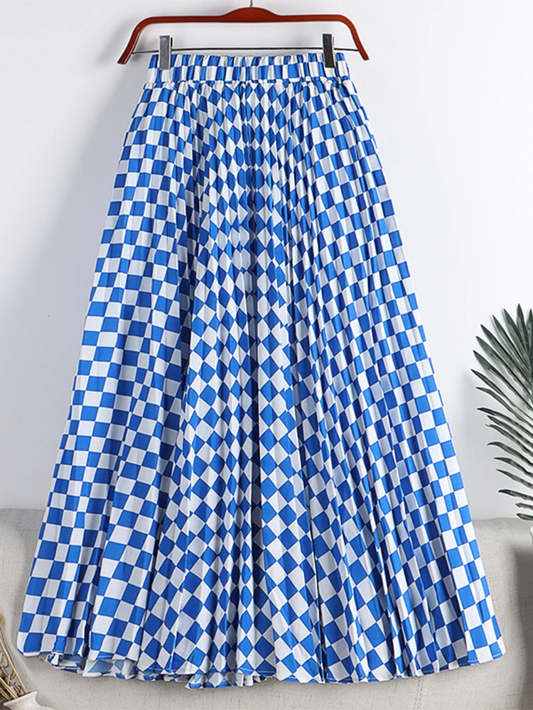 

Женская плиссированная юбка в клетку, с высокой талией