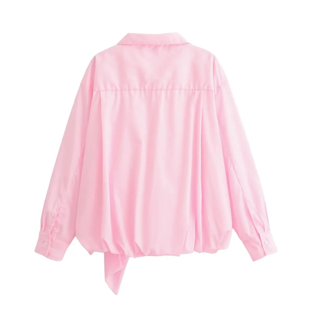 Женская модная рубашка с узлом-бабочкой