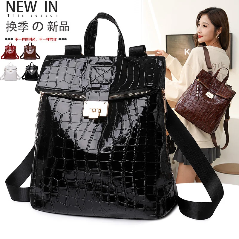 

Backpack Women's New Fashion Crocodile Pattern Women's Backpack Leisure Travel Schoolbag