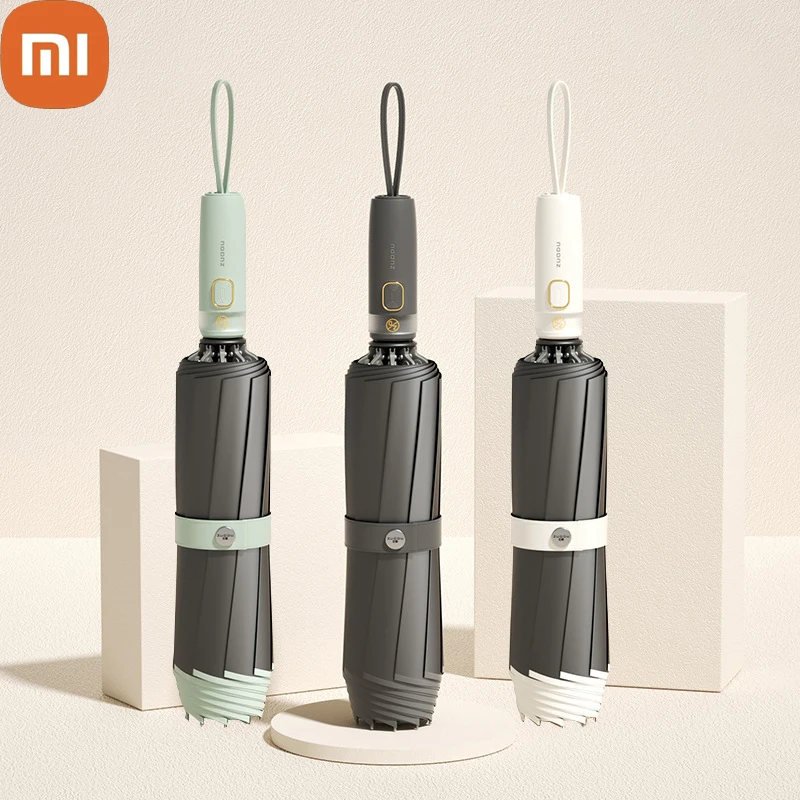 

Модный полностью автоматический зонт Xiaomi с реверсивной полосой, ветрозащитный зонт для поездок, складной зонт большого размера