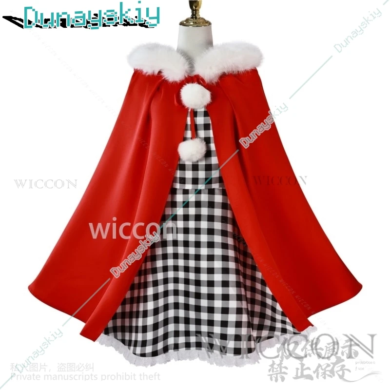Аниме Синди Лу косплей костюм клетчатое платье красный плащ наряд светлый парик