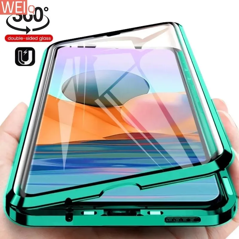 

Металлический магнитный чехол для Huawei P50 P40 P30 P20 Nova 9 Pro Lite E Funda двухсторонний стеклянный чехол для Mate 40 30 20 Pro Lite Coque