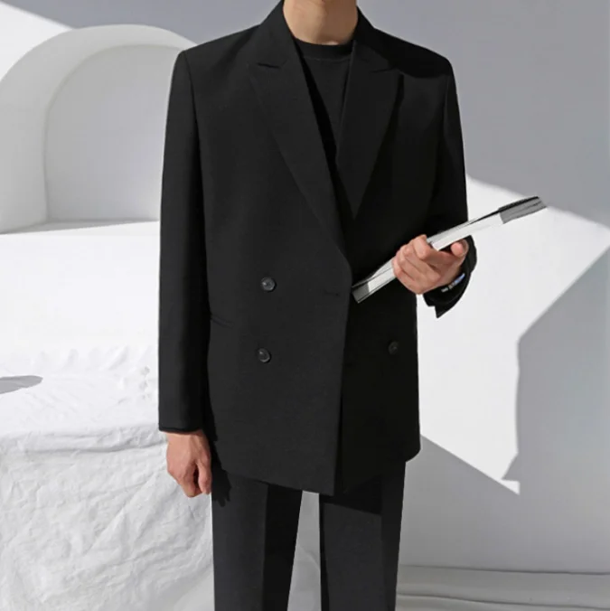 

Мужской однотонный Молодежный костюм, Свободный Повседневный костюм, новый топ, свободный и утепленный маленький костюм, пальто на осень и зиму