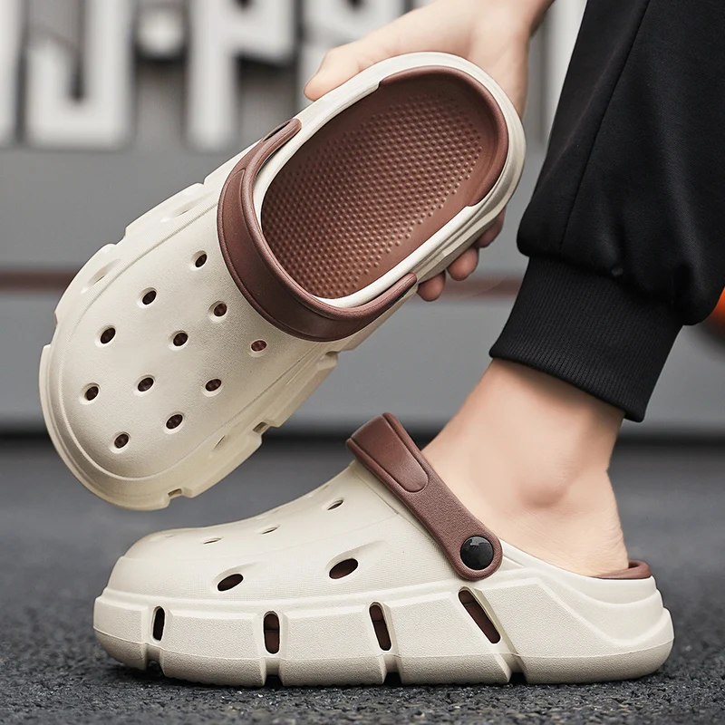 Сандалии мужские с закрытым носком босоножки дырками Нескользящие пляжные