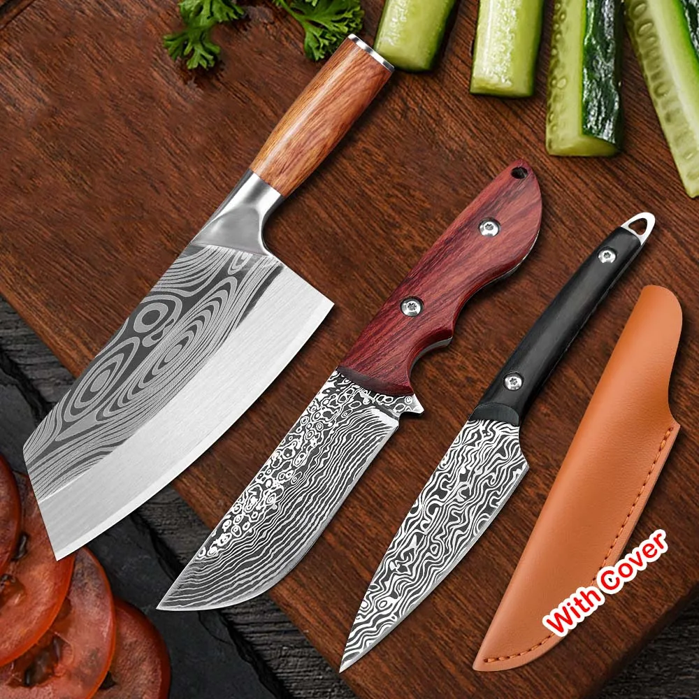 

Meat Cleaver Hand Forged Chef Knives Sharp Boning Knives Butcher Knife Stainless Steel Kitchen Outdoor BBQ Camping Hunting Knife