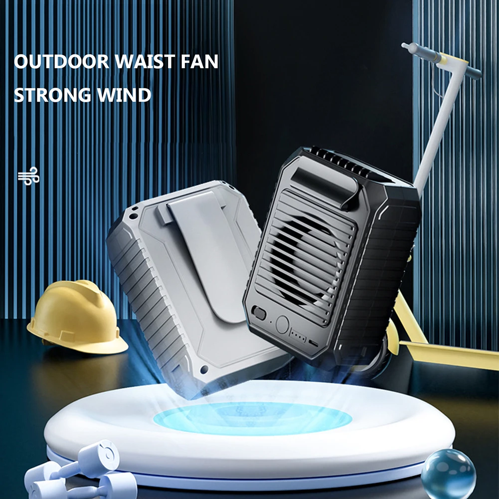 

10000mAhUSB Hanging Neck Fan Portable Mute Mini Waist Clip Fan Leafless Hanging Waist Electric Fan Summer Cooling Fan forCamping