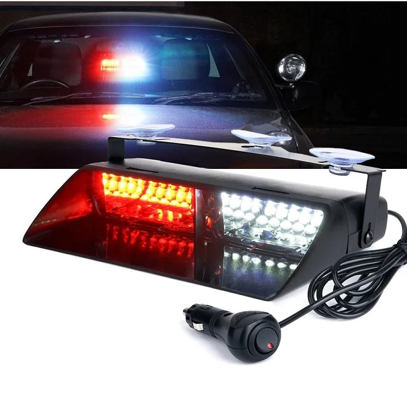 

Автомобильный 16-диодный красный/белый Янтарный полицейский стробоскоп мигающий аварийный мигающий предупреждающий фонарь на лобовое стек...