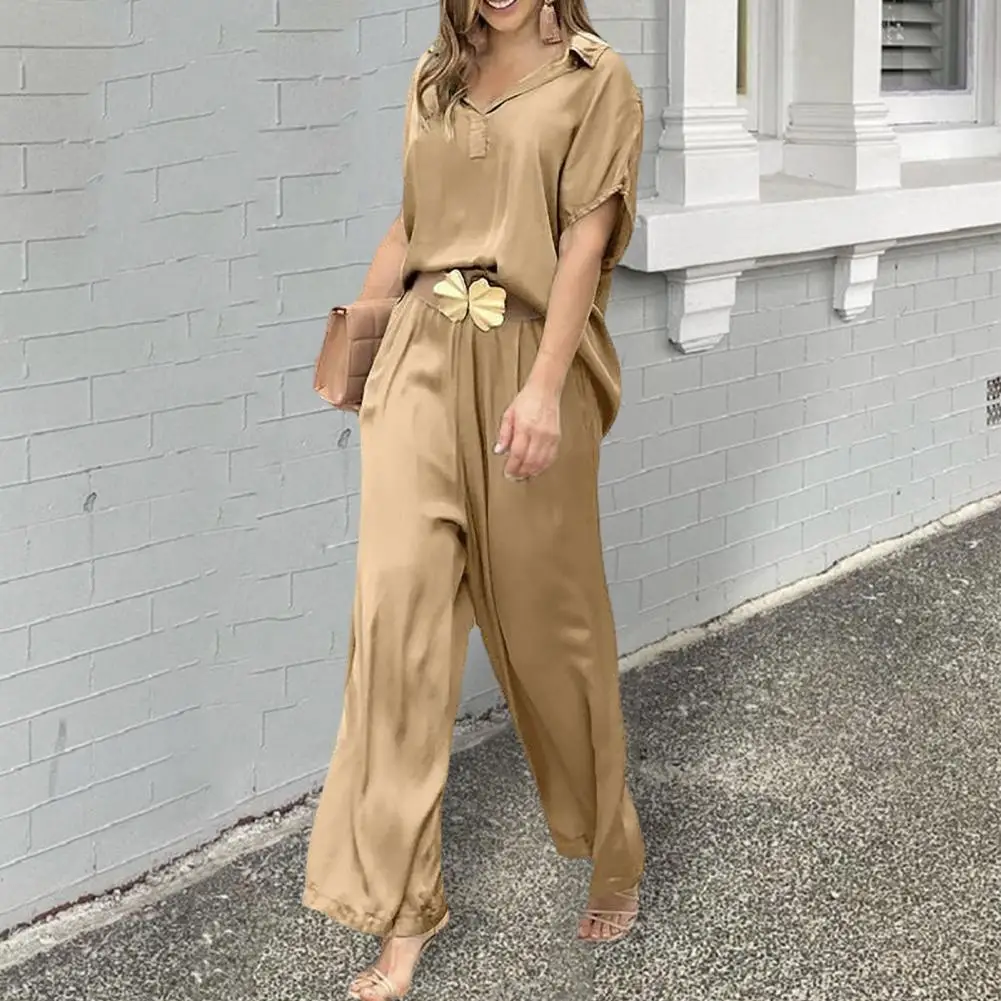 

Spring Elegant Wide Leg Pants Fashion Suits Casual Sweatpants Pure Color 2 Piece Sets Womens Outfits Streetwear Women Trousers