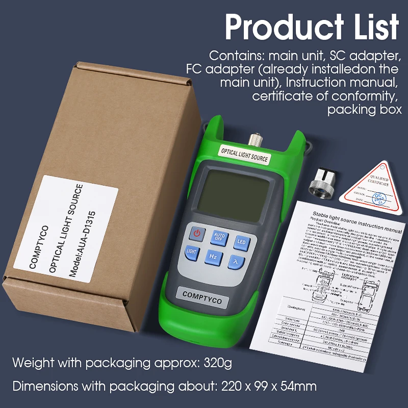 2PCS AUA-40 Optical Fiber Identifier(Built-in 10mw VFL and LED Light) and AUA-D1315 Optical Fiber Stable Light Sourse (Optional)