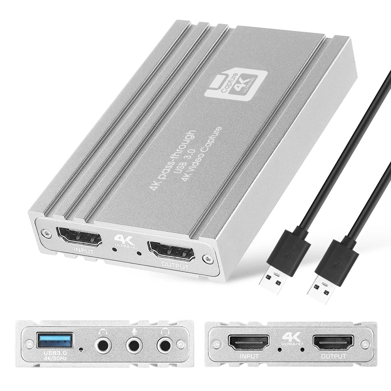 

USB 4K 60 Гц HDMI-совместимая карта видеозахвата 1080P для записи игр пластина для прямой трансляции USB 3,0