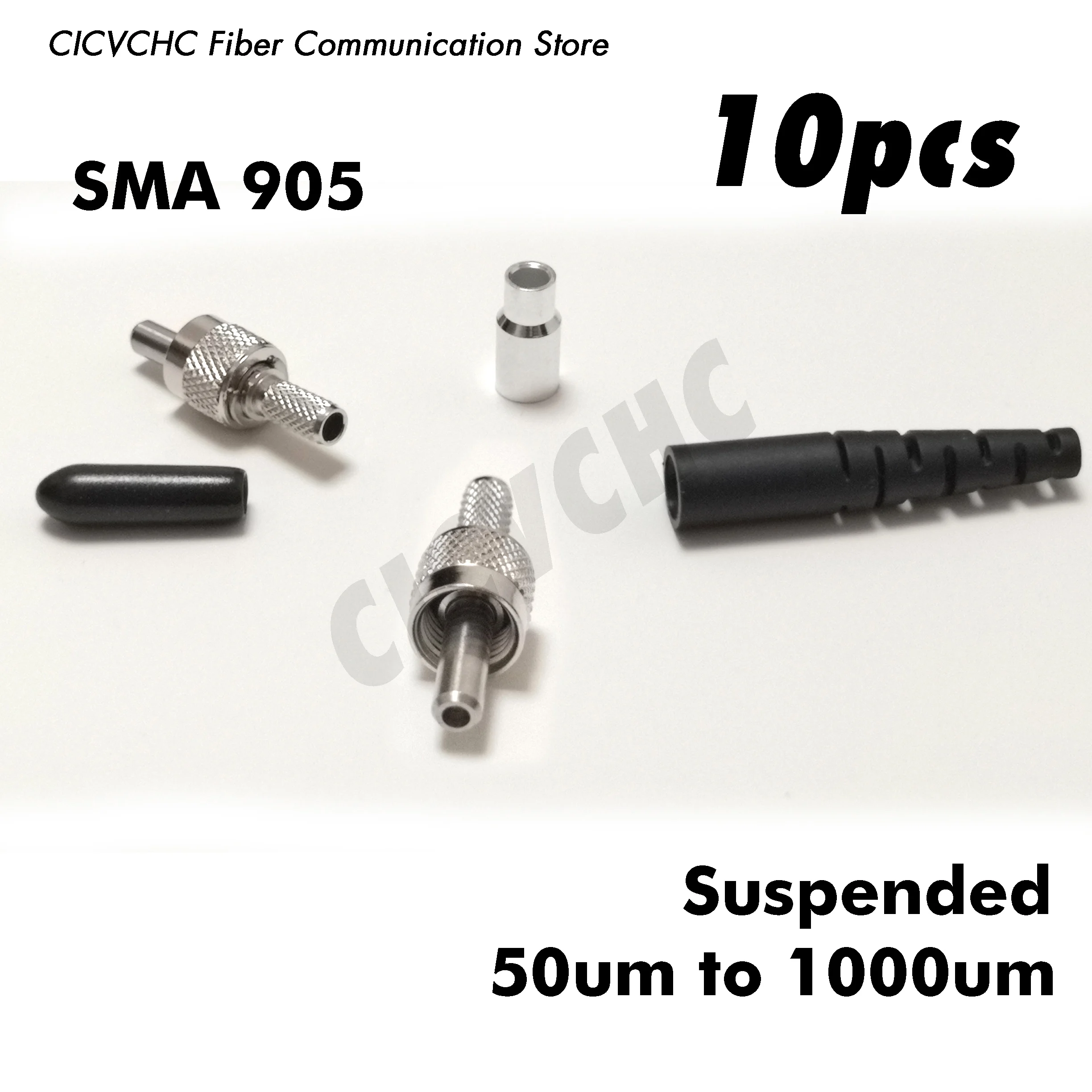 10pcs SMA905 Connector (Round) with 50um to 1000um inner diameter of the hole, Metal ferrule, suspended