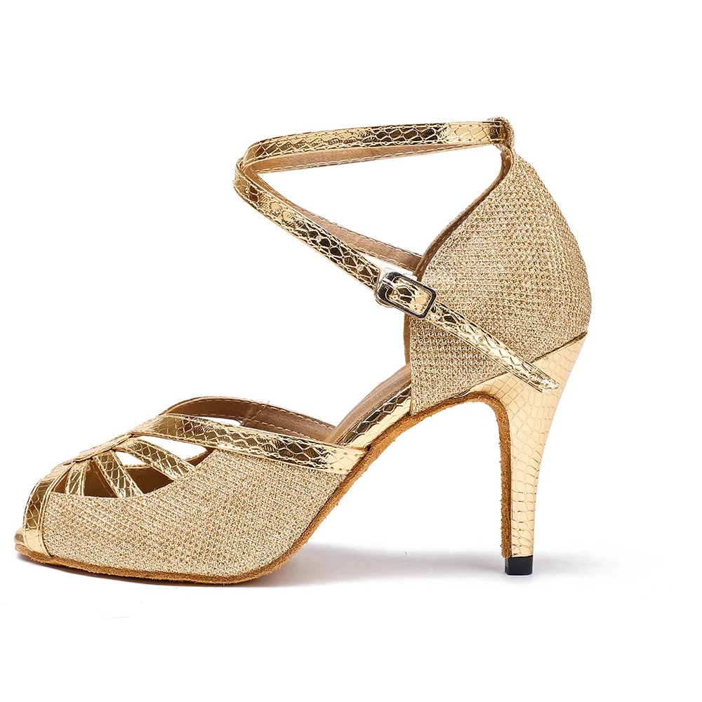 2022 Fashion New Brand 8.5CM Heel Height European Hot Selling Glitter Tango Salsa Shoes Women Latin Dance Shoes