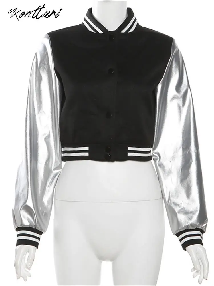 Осенняя уличная одежда Kontturi бейсбольная куртка в стиле пэчворк Женская с длинным
