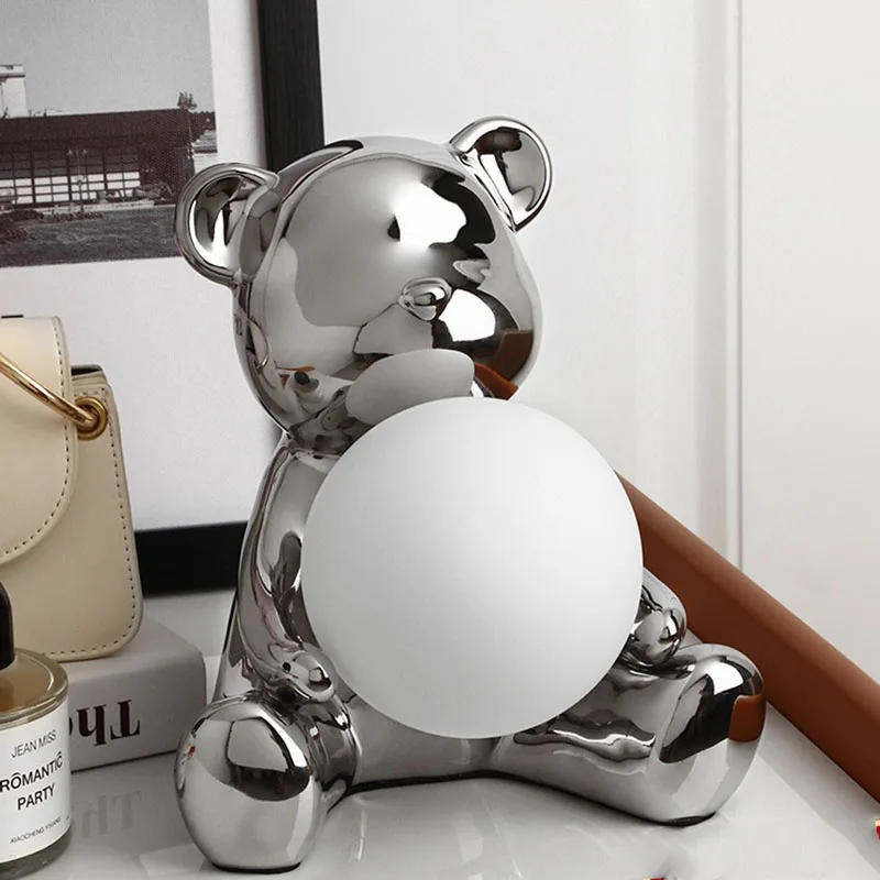 

Modern Creative Cute Art Deco Bear Led Table Lamp Bedroom Bedside Lamp Living Room Light Luxury Children'S Room Eye Protection