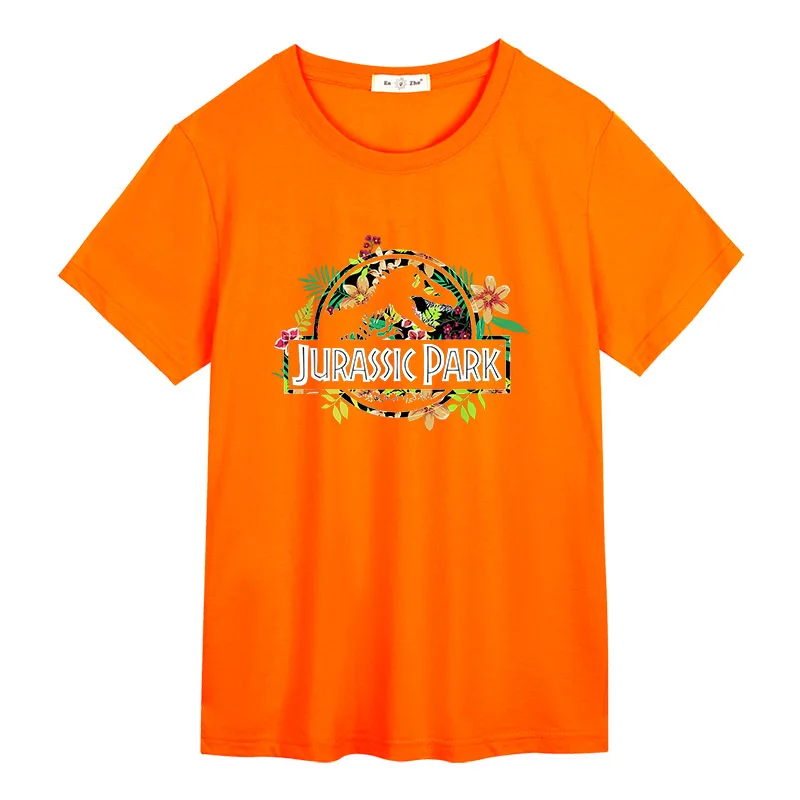 Футболка Парк Юрского периода с цветочным тропическим логотипом 100% хлопок