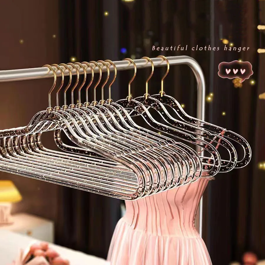 

New 10/20pcs Ins Anti-acrylic Hanger Glitter Clear Non Slip Coat Hanger Crystal Clothes Organizer Wardrobe Adults Drying Rack