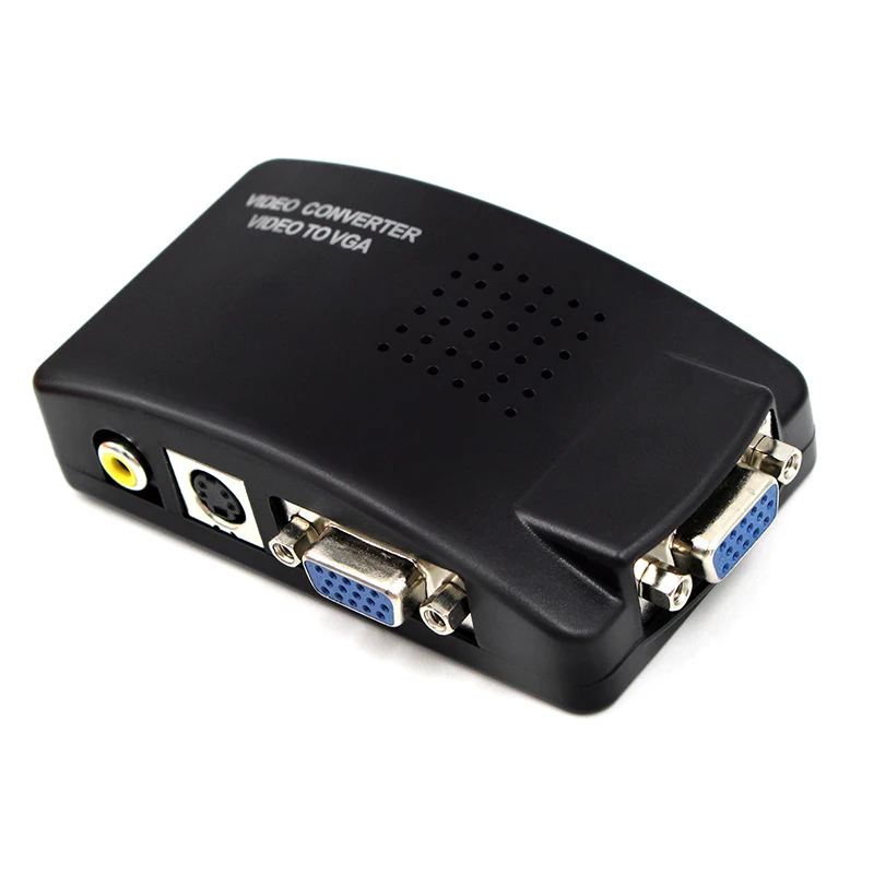 S-video composite RCA AV to VGA converter with DC power supply for TV PC converter(VGA cable is not included) | Безопасность и