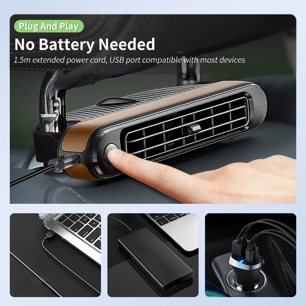 Охлаждающий вентилятор TOPEISHUNG на спинку сиденья автомобиля портативный