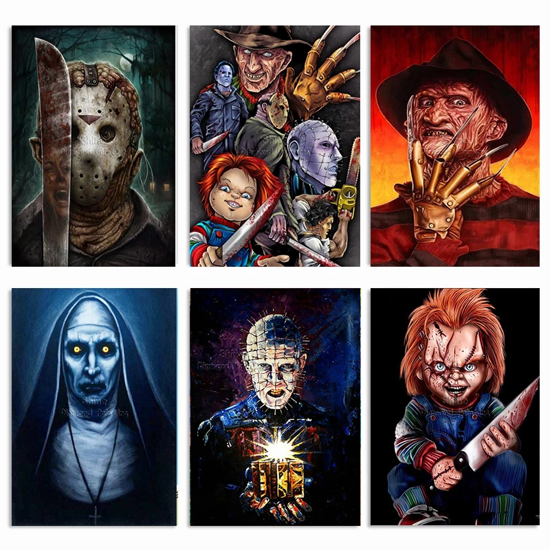 

5D DIY Diamond Painting Cartoon Horror Movie Character Mosaic Set Art Square Round Cross Stitch Embroidery Home Decor Gift ll161